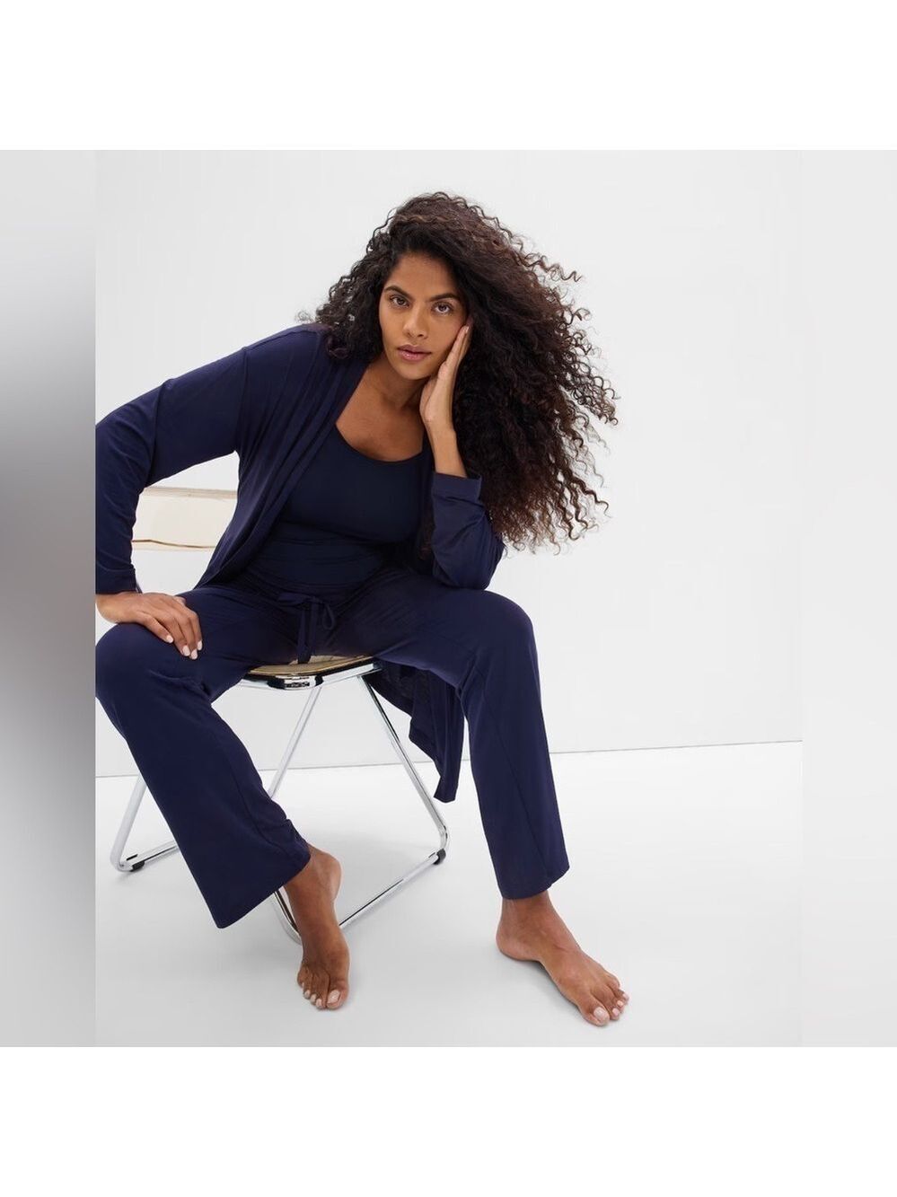 Gap Women's Maternity Navy Modal Comfort Cozy Loungewear Pajamas PJs 2 Piece Set